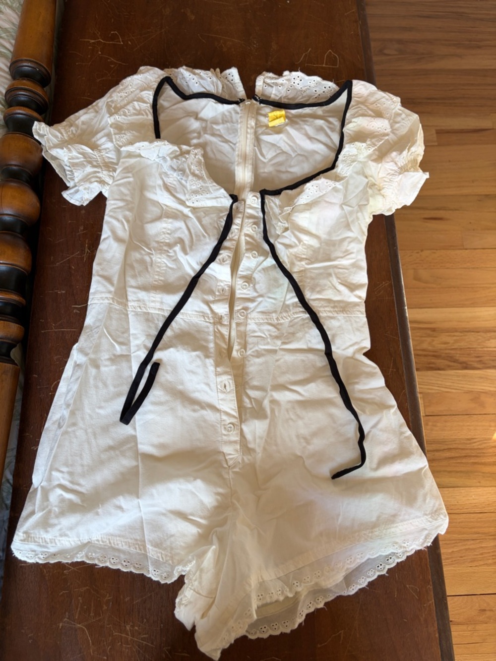 Urban Outfitters White Eyelet Romper with Black Trim